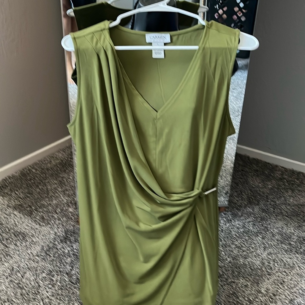Green sleeveless top with gold